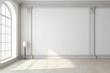 Empty frame on white wall in vacant room. Design template for mock-ups. Generative AI