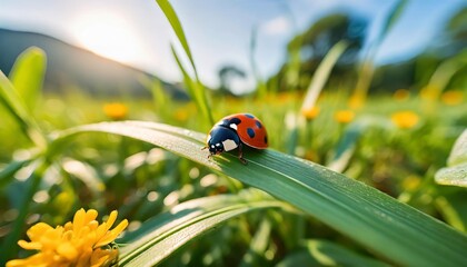 Wall Mural - illustration of a cute cartoon baby ladybug cute animals little animals background png