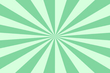 Green Sun Rays Retro Vintage Style On White Background, Sunburst Pattern Background. Rays. Summer Banner Illustration