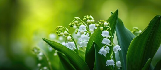 Canvas Print - Closeup of Lily of the Valley in the garden.