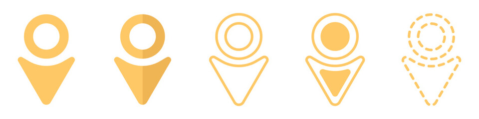 Fototapete - Location label vector. Pin on the map. Geolocation sign vector set of stylish icons. Trendy GPS icons. Point on the map vector. Colored needles on the map. Navigation pin.