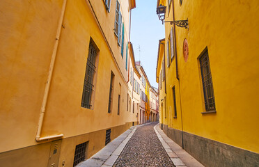 Sticker - The narrow Vicolo Manzini in old Piacenza, Italy