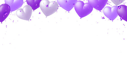 Purple heart balloon frame banner for Valentine, mother, festival, carival, celebration