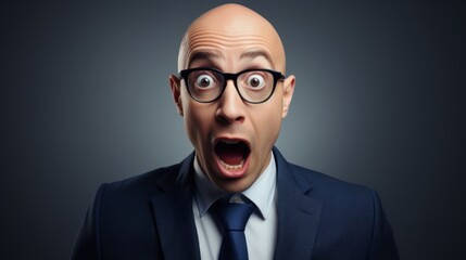 Shocked man with wide open mouth.