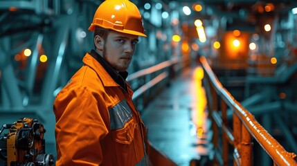 Poster - Engineer working in oil and gas rig. Generative AI.