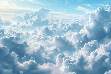 Wall Mural - Clouds landscape, morning view from plane, fluffy clouds sky