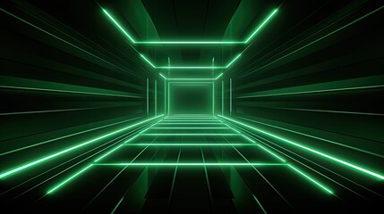 Wall Mural - abstract neon light geometric background. glowing neon lines. empty futuristic stage laser. green re