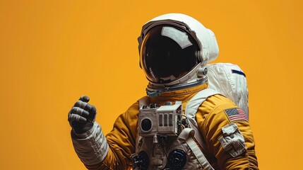 Poster - Astronaut portrait on yellow background. Generative AI.