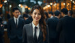 Leinwanddruck Bild - portrait of a beautiful smiling asian businesswoman boss. Generative AI