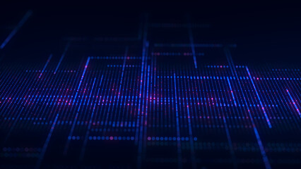 Wall Mural - Digital blue background of particles. Abstract futuristic illustration. Big data visualization. Technology dynamic dots background. 3D rendering.