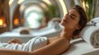 © visoot - Beautiful Woman Relaxing in a Spa Center. Generative AI.
