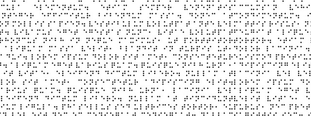 Monochrome braille seamless pattern. Simple vector background with black dots on white. Code symbols. International alphabet for blind people