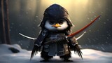 Penguin ninja chibi character AI generated image