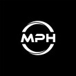 MPH letter logo design with black background in illustrator, cube logo, vector logo, modern alphabet font overlap style. calligraphy designs for logo, Poster, Invitation, etc.