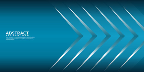Wall Mural - Geometric blue abstract background with arrow metal lines, overlapping layers on dark space with light effect decoration. Modern graphic design template element for poster, flyer, brochure or banner