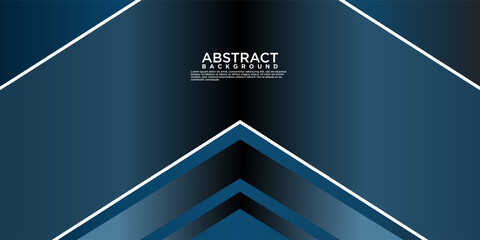 Wall Mural - Geometric blue abstract background with arrow metal lines, overlapping layers on dark space with light effect decoration. Modern graphic design template element for poster, flyer, brochure or banner