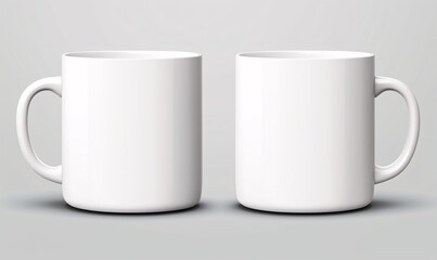 Wall Mural - two single white mug on white background with white background vector, wide angle lens