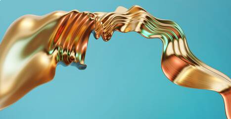 Poster - Abstract Colorful Silk Waves Curve Background 3D Rendering