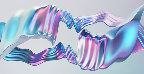 Poster - Abstract Colorful Silk Waves Curve Background 3D Rendering 