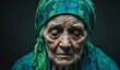 © P.W-PHOTO-FILMS - Portrait of sad very old woman , close-up senior woman , portrait of sad senior woman , wrinkles on the face