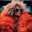 © ImageHive - Fashion Show, beautiful woman wearing fake-fur coats. Extraordinary, exceptional, curious design.