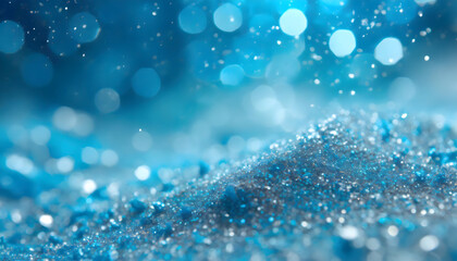 Elegant shiny blue dust particles bokeh effect.