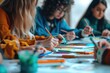 Art Therapy Session - A group of people participating in an art therapy session with various art supplies - AI Generated