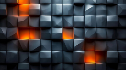 Wall Mural - Orange and Blue Abstract Background in the Style of Folded Planes, Featuring Dark Silver and Black, Abstraction-Création, Photorealistic Compositions, Sharp and Vivid Colors, Contrasting Shadows