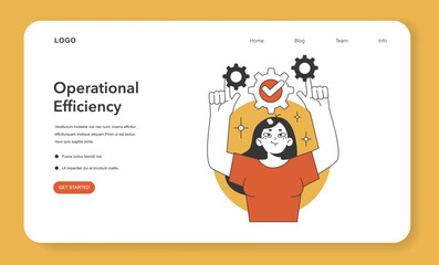 Poster - Process optimization set. An expert aligning cogwheels for peak performance, ensuring quality and productivity in operations. Streamlined workflows for business excellence. Flat vector illustration