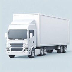 Wall Mural - white cargo truck with a white blank empty trailer Vector Design Illustration for Background created with generative ai	
