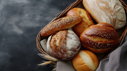 Wall Mural - bread in a basket