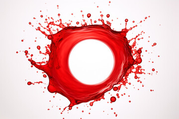 Wall Mural - red liquid transparent splash soaring, , forming by rotation circle spherical with drops, isolated on white background