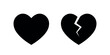 © Liena - black heart icons, broken heart, love symbol, cracked heart icon, heartbreak, flat vector icon