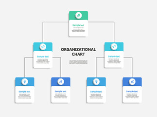 Wall Mural - corporate organizational chart with icons. business hierarchy infographic elements. vector illustrat