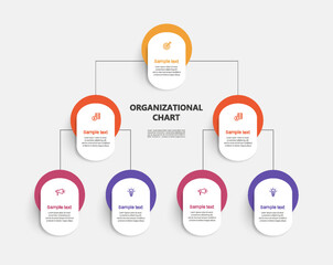 Wall Mural - Corporate organizational chart with icons. Business hierarchy infographic elements. Vector illustration	