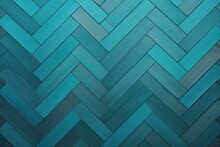 Turquoise Oak Wooden Floor Background. Herringbone Pattern Parquet Backdrop
