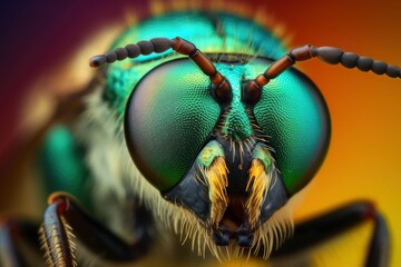 Super Macro of Green Fly Eyes and Mouthparts