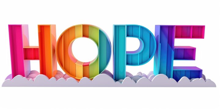 The word hope is painted in rainbow colors