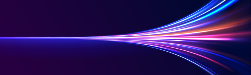 Fototapete - Racing cars dynamic flash effects city road with long exposure night ligh. Laser beams luminous abstract sparkling isolated on a transparent background.	