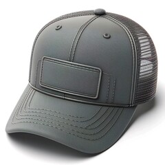 Poster - Dark gray Trucker Cap Mockup with Snapback Strap - White Background