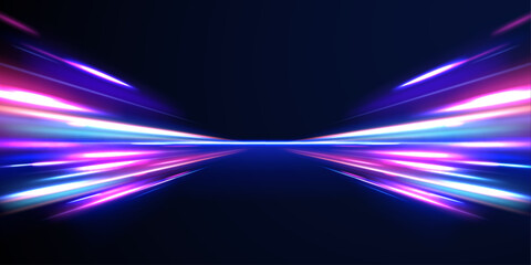 Poster - panoramic high speed technology concept, light abstract background. abstract neon background with sh