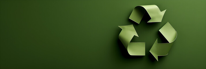 Wall Mural - green recycling symbol isolated on green background with copy space