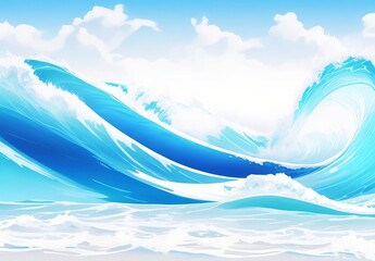 Wall Mural - Blue business wave banner on white background
