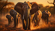 African elephant walking in the tranquil savannah generated by AI