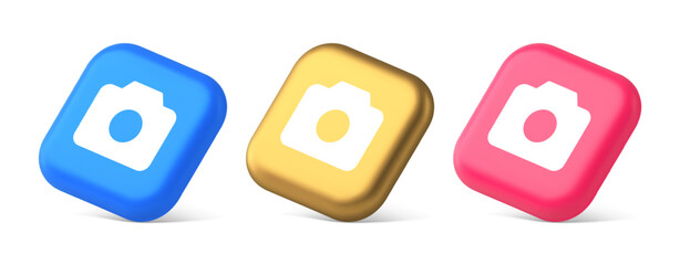 Poster - Camera multimedia application content creation digital button 3d realistic isometric icon