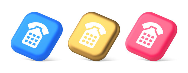 Poster - Phone call contact communication web button helpline hotline 3d realistic isometric icon