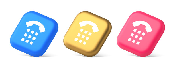 Poster - Phone call button application handset mobile contact communication 3d realistic isometric icon