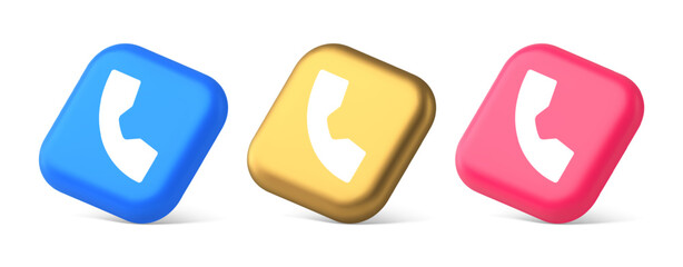 Poster - Phone call contact voice communication button web application design 3d realistic isometric icon