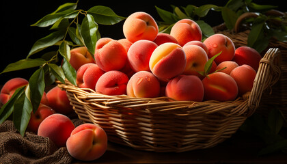 Poster - Ripe tomato on wooden table, fresh and healthy generated by AI