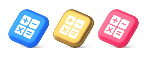 Poster - Calculator math counting button accounting balance mathematics financial keyboard 3d isometric icon